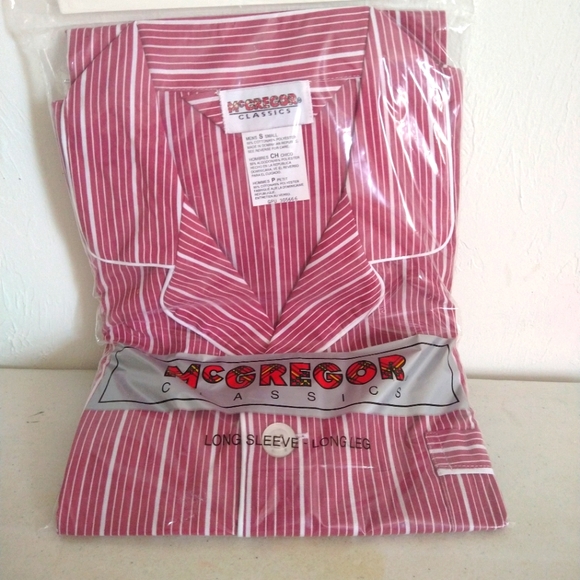 Vintage 1980's Mc Gregor Classics Pajama Set Shirt and Pants Size Small NWT - Picture 3 of 7